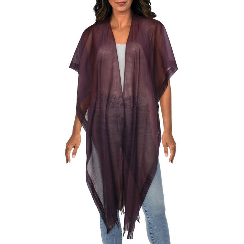 NWT Eileen Fisher Womens Purple Embroidered Solid Organic Cotton Serape NWT